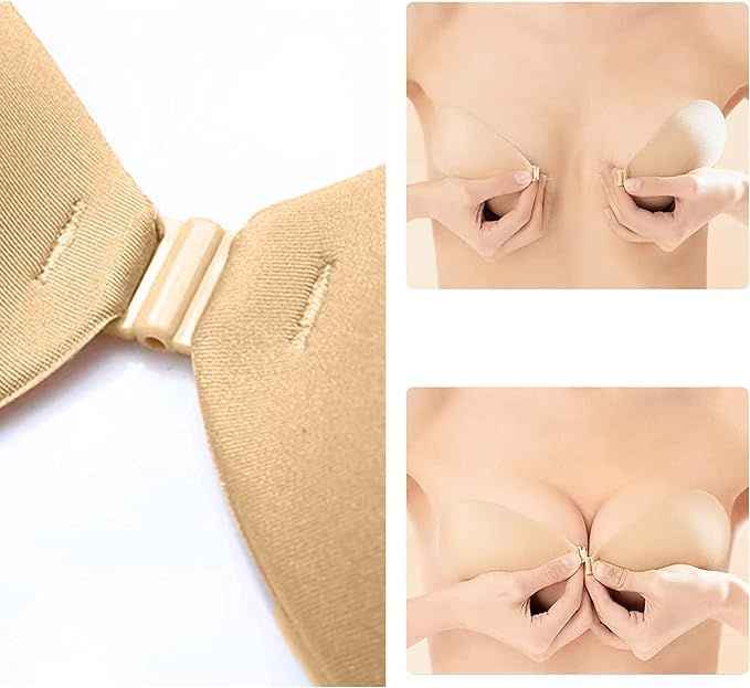 Beige Solid Silicon Non-Wired Lightly Padded Bandeau Bra