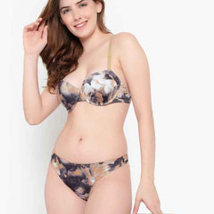 Printed Heavily Padded Lingerie Set