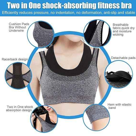 Full Coverage Removable Padding Non-Wired Styled Back Workout Bra- All Day Comfort