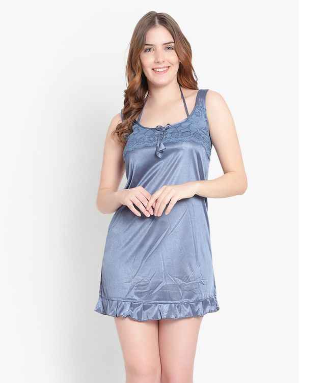 Satin Baby Doll With Lingerie Set
