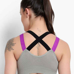 Grey Solid Non-Wired Lightly Padded Sports Bra