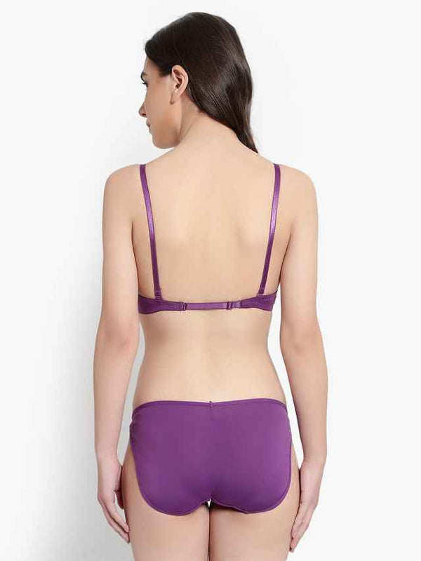 Women Purple Solid Perfect Front Closure Lingerie
