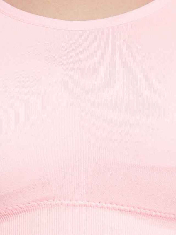 Peach Solid Non-Wired Lightly Padded Sports Bra