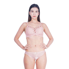 Self-Design Lightly-Padded Low-Rise Lace Lingerie Set