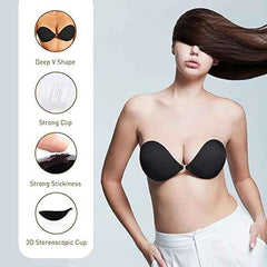 Black Solid Silicon Non-Wired Lightly Padded Bandeau Bra
