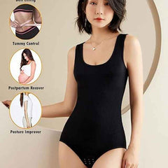 Women Black Cotton Lycra Full Body Tummy Tucker Shaper Shapewear