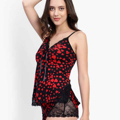 Heart print Net Night Wear Sets