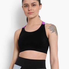 Black Solid Non-Wired Lightly Padded Sports Bra