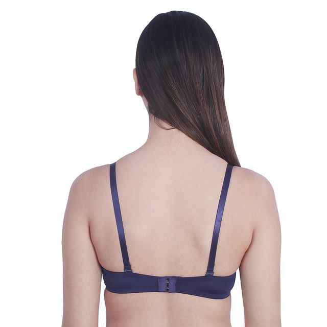 Women Navy Blue & White Floral Underwired Lightly Padded Pushup T-Shirt Bra