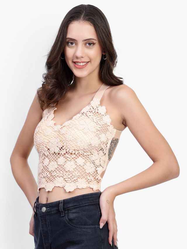 Floral Lace Medium Coverage Lightly Padded Bralette Bra With All Day Comfort