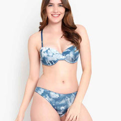 Printed Heavily Padded Lingerie Set