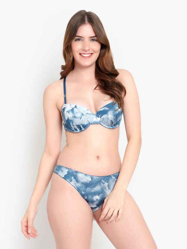Printed Heavily Padded Lingerie Set