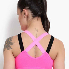 Pink Solid Non-Wired Lightly Padded Sports Bra