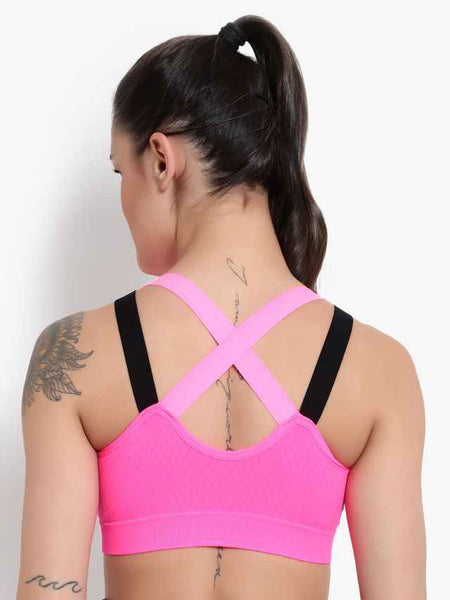 Pink Solid Non-Wired Lightly Padded Sports Bra