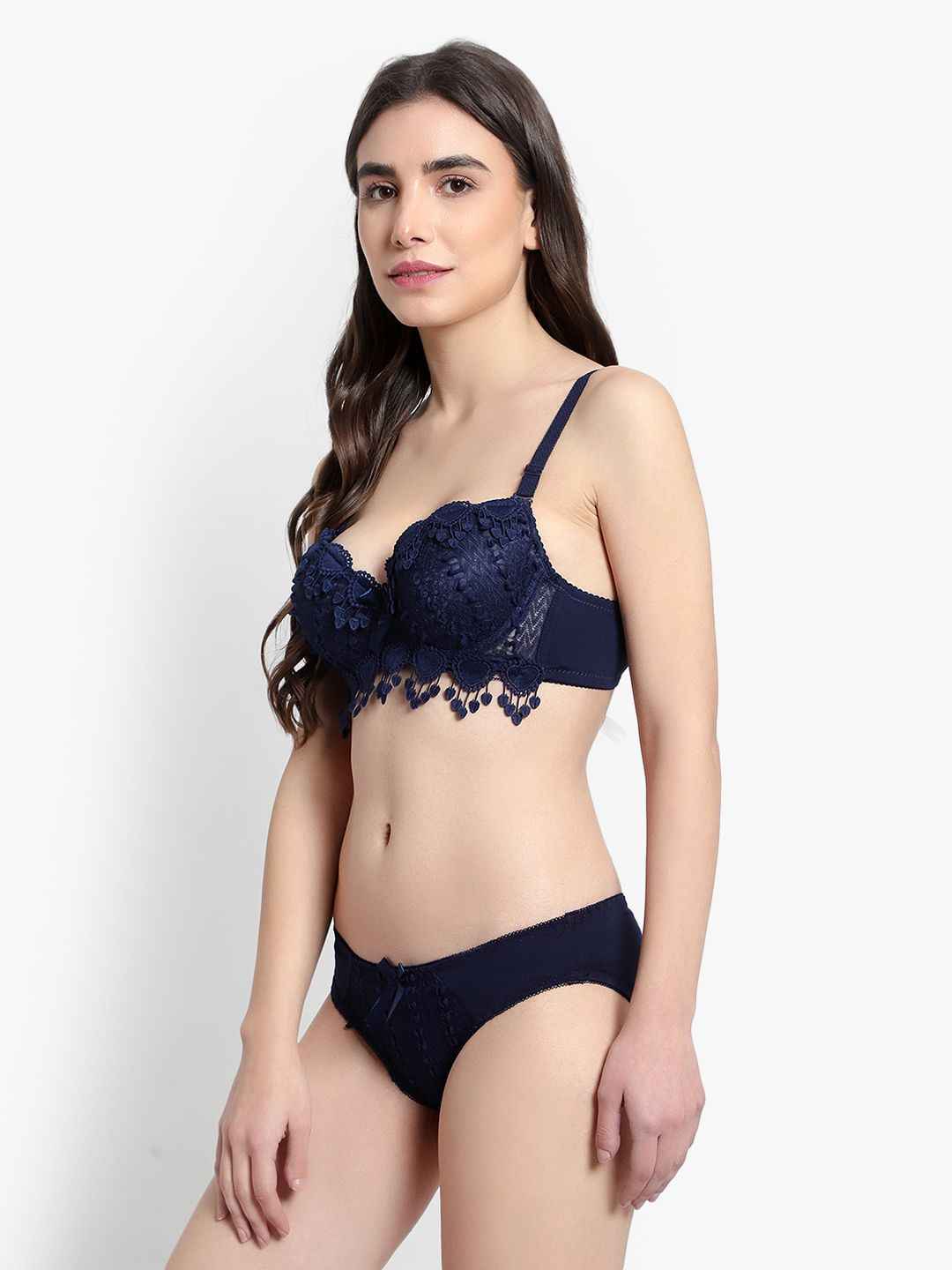 Lace-Designed Heavily-Padded Lingerie Set