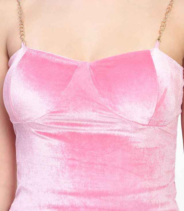 Sweetheart Neck Shoulder Straps Velvet Crop Top