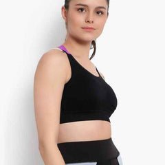 Black Solid Non-Wired Lightly Padded Sports Bra