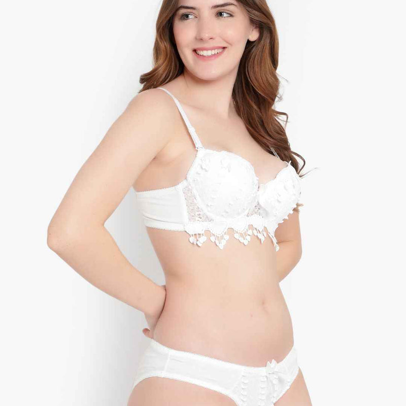 Lace-Designed Heavily-Padded Lingerie Set