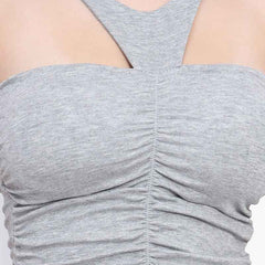 Shoulder Straps Gathered or Pleated Fitted Crop Top