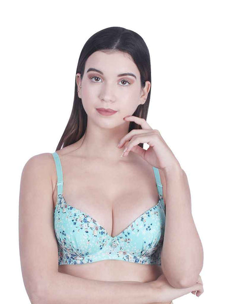 Women sky blue  Underwired Lightly Padded Pushup T-Shirt Bra