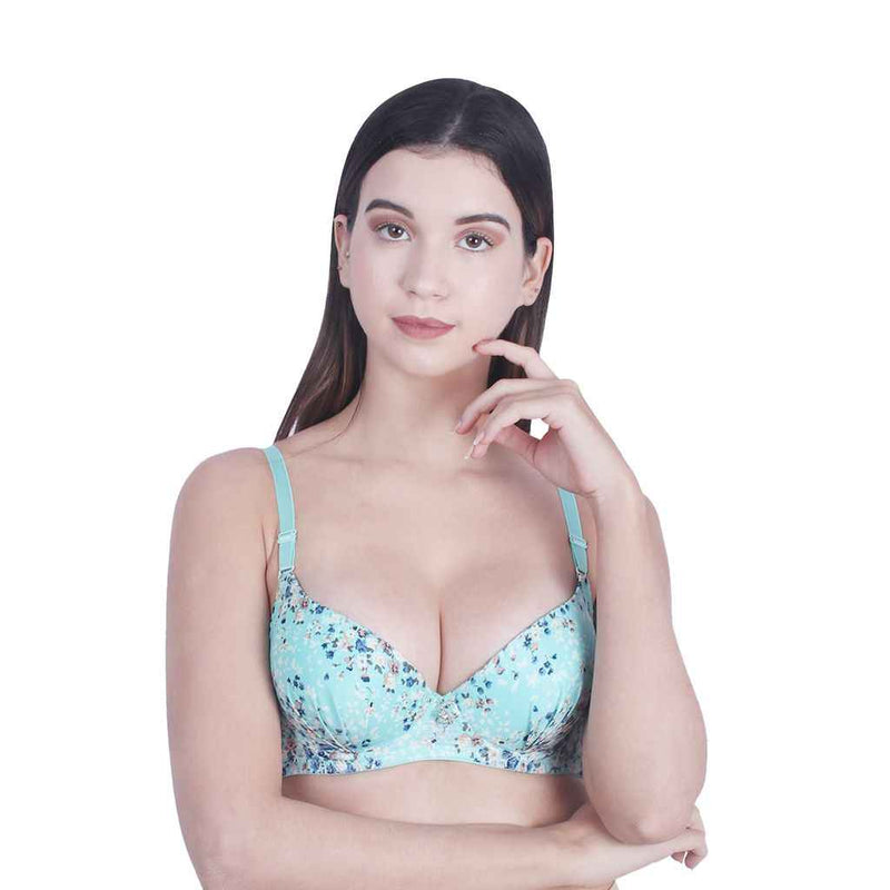 Women sky blue  Underwired Lightly Padded Pushup T-Shirt Bra