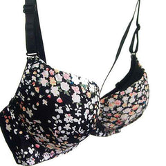 Women Black & White Floral Underwired Lightly Padded Pushup T-Shirt Bra