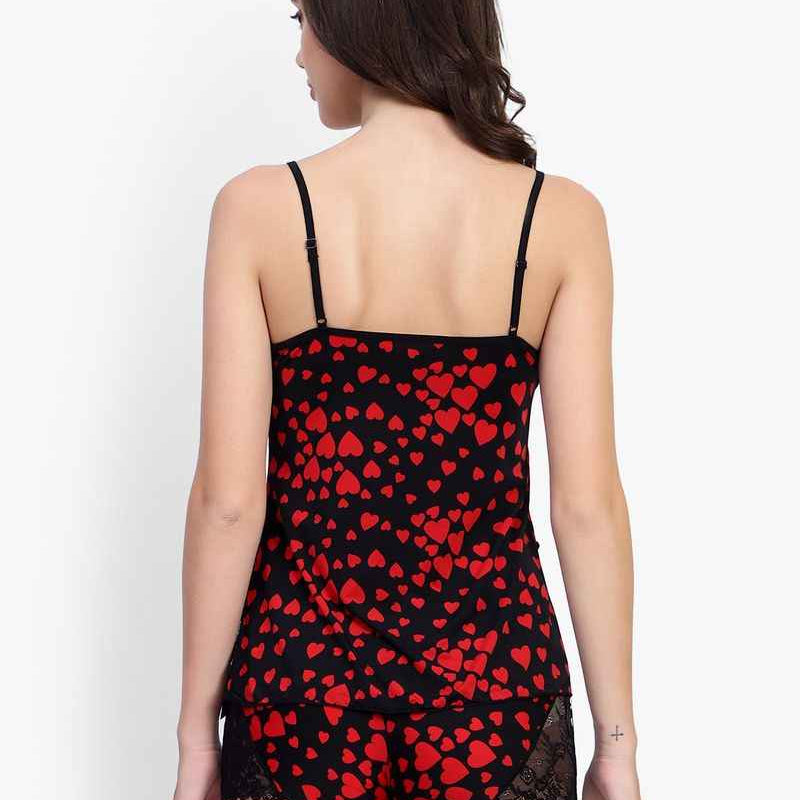 Heart print Net Night Wear Sets