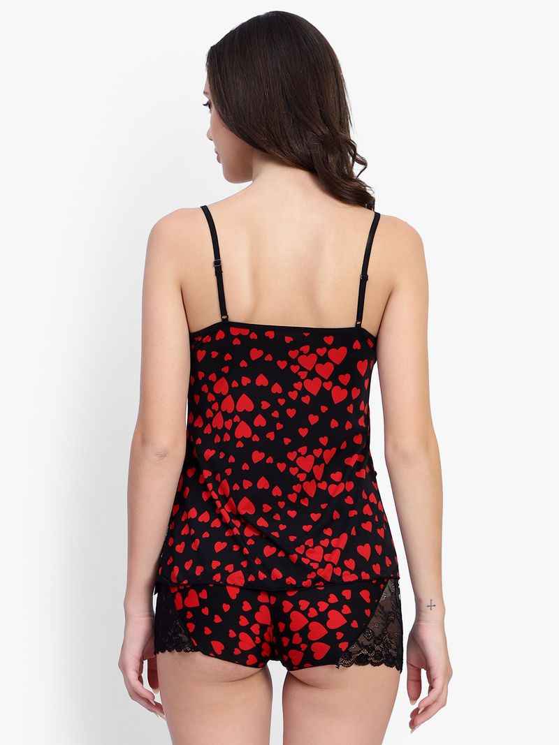 Heart print Net Night Wear Sets
