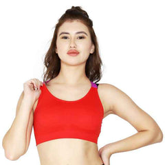 Red Solid Non-Wired Lightly Padded Sports Bra