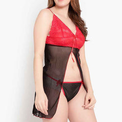 Black & Red Net Baby Doll