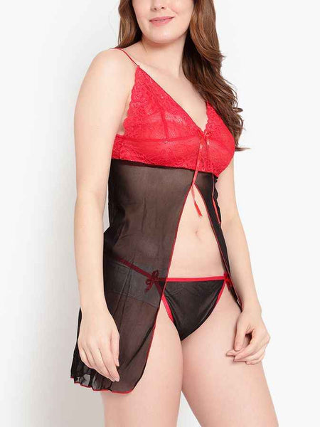 Black & Red Net Baby Doll