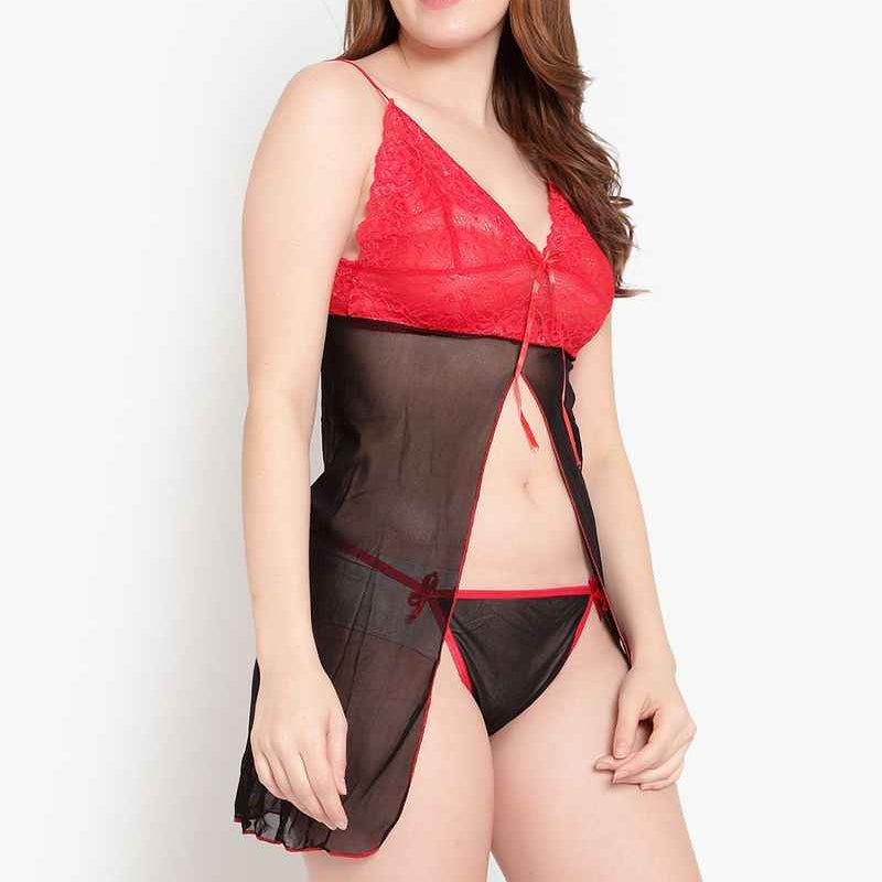 Black & Red Net Baby Doll