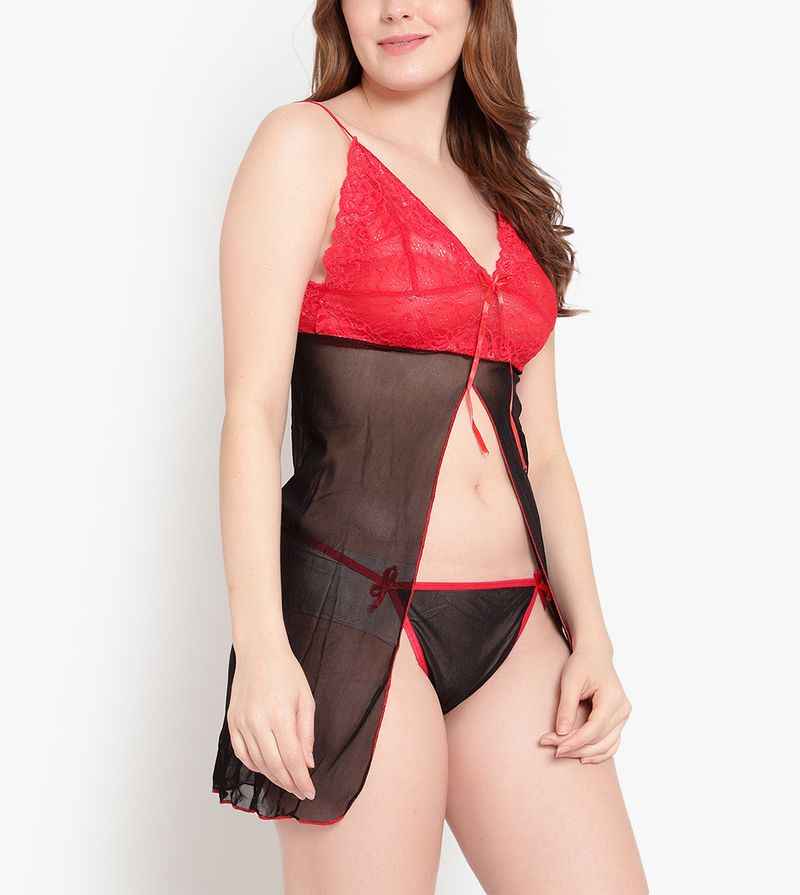 Black & Red Net Baby Doll