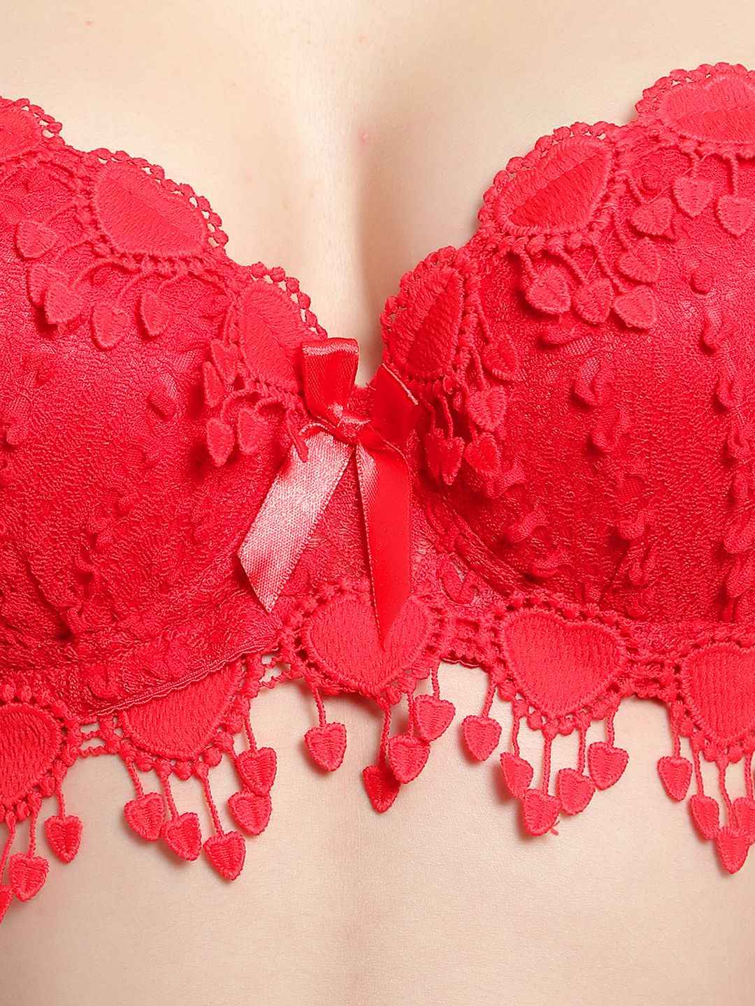Lace-Designed Heavily-Padded Lingerie Set