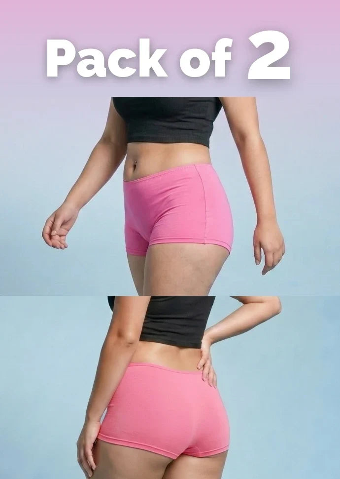 2 Pack - Pink Absorbent Boyshorts