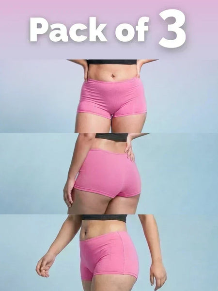 3 Pack - Pink Absorbent Boyshorts