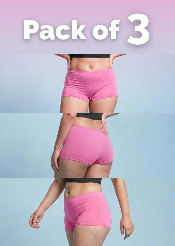 3 Pack - Pink Absorbent Boyshorts