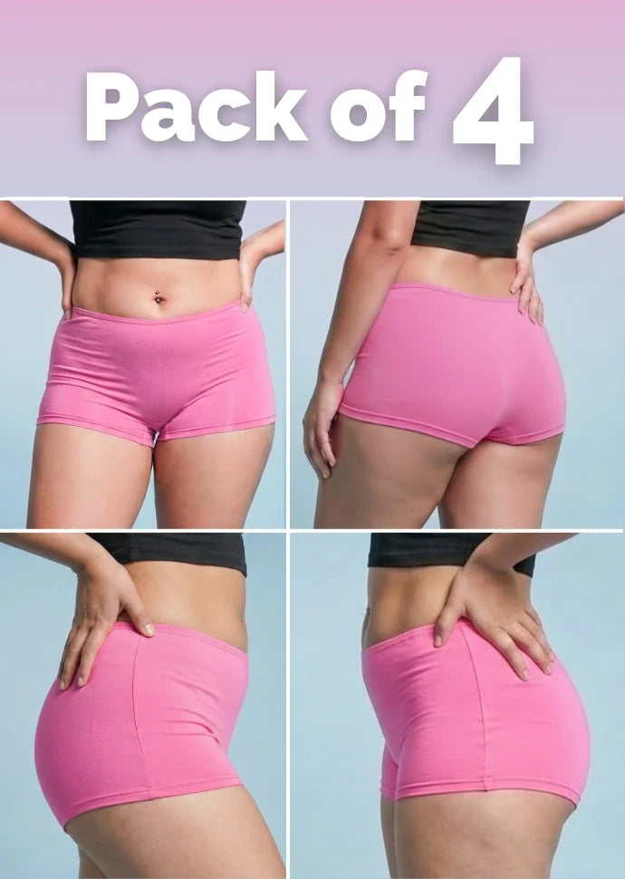 4 Pack - Pink Absorbent Boyshorts