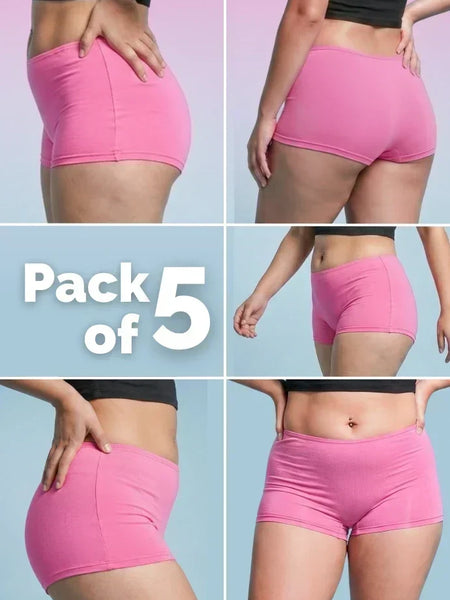 5 Pack - Pink Absorbent Boyshorts