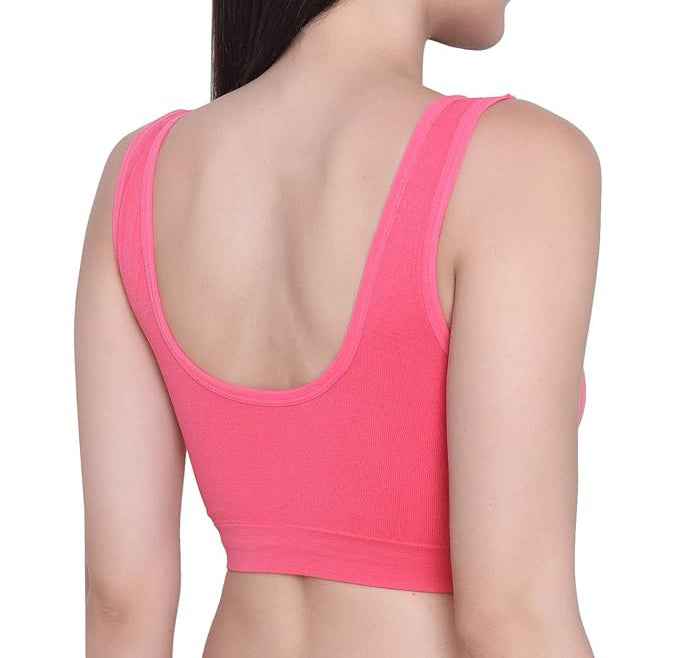Pack Of 2 Womens Fashion Sports Bra | Seamless, Padded, Non-Wired Gym & Yoga Bra | High Support, Comfortable Everyday Bralette