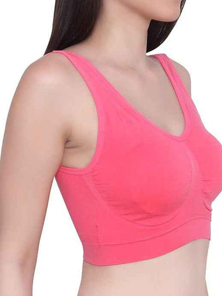 Pack Of 2 Womens Fashion Sports Bra | Seamless, Padded, Non-Wired Gym & Yoga Bra | High Support, Comfortable Everyday Bralette