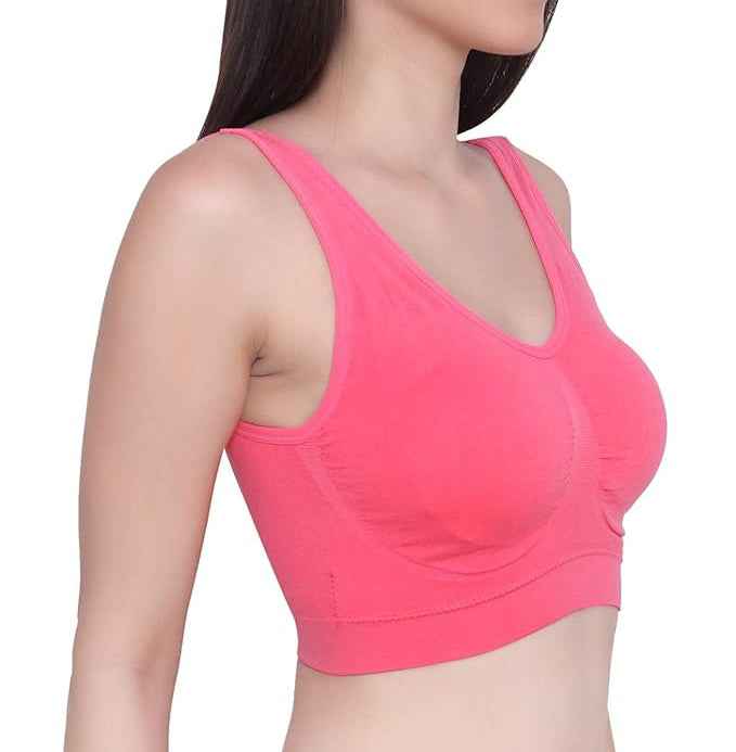 Pack Of 2 Womens Fashion Sports Bra | Seamless, Padded, Non-Wired Gym & Yoga Bra | High Support, Comfortable Everyday Bralette