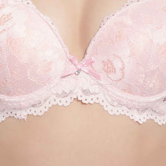 Women's Elegant Lace Love Double Padded Underwired Push up Bra Panty Bridal Set