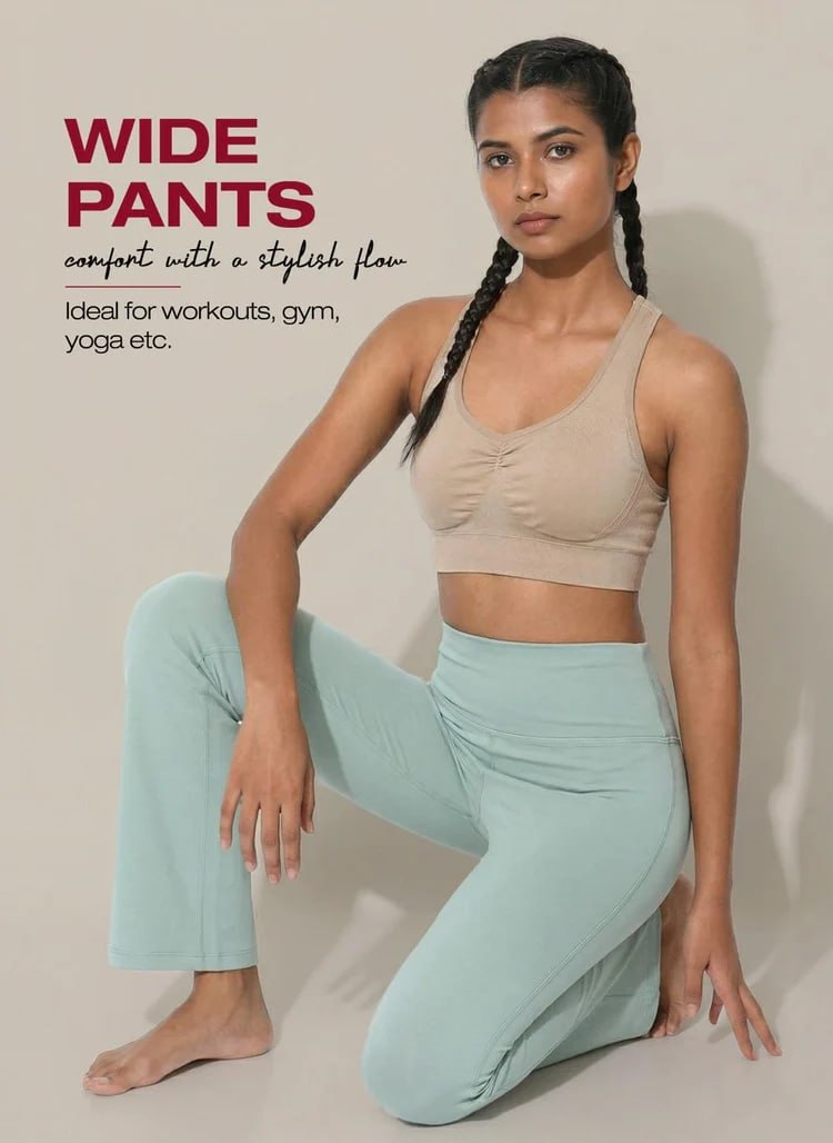 Blossom High-Waist Wide Leg Athleisure Pants with 4-Way Stretch Fabric, Relaxed Fit, Broad Waistband, Breathable Comfort & Elegant Fluid Drape for Everyday Wear_BL AL B 33