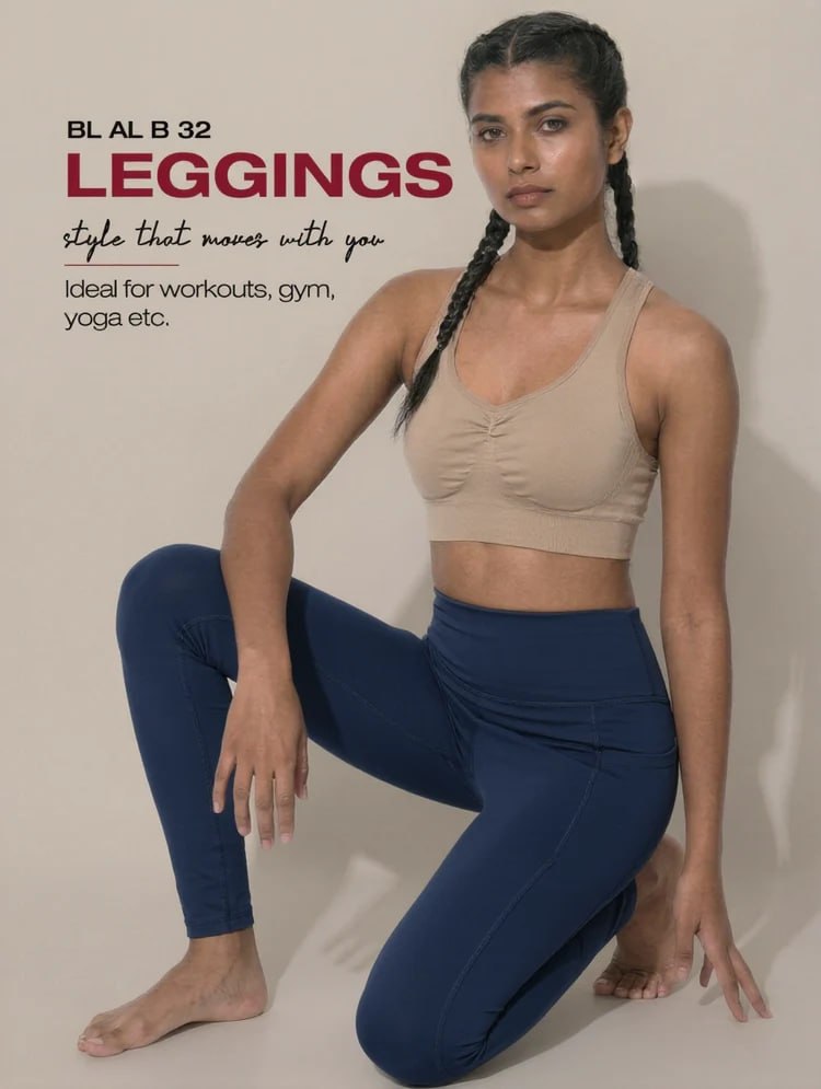 Blosoom High-Waist Activewear Leggings with 4-Way Stretch Fabric, Side Utility Pocket, Moisture-Wicking Comfort, Flatlock Seams & Slim Tapered Fit for Yoga, Gym and Everyday Wear_BL AL B 32