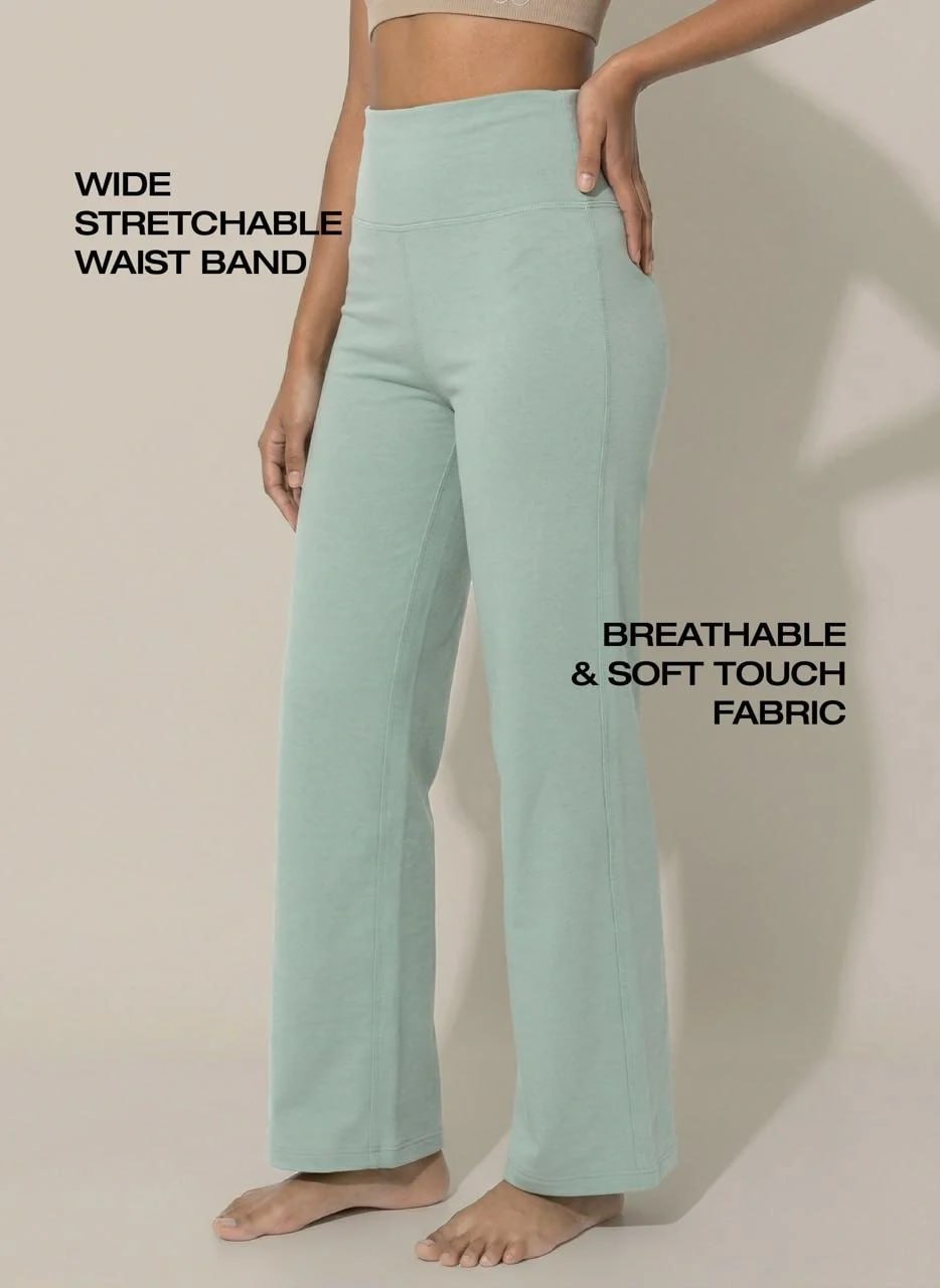 Blossom High-Waist Wide Leg Athleisure Pants with 4-Way Stretch Fabric, Relaxed Fit, Broad Waistband, Breathable Comfort & Elegant Fluid Drape for Everyday Wear_BL AL B 33