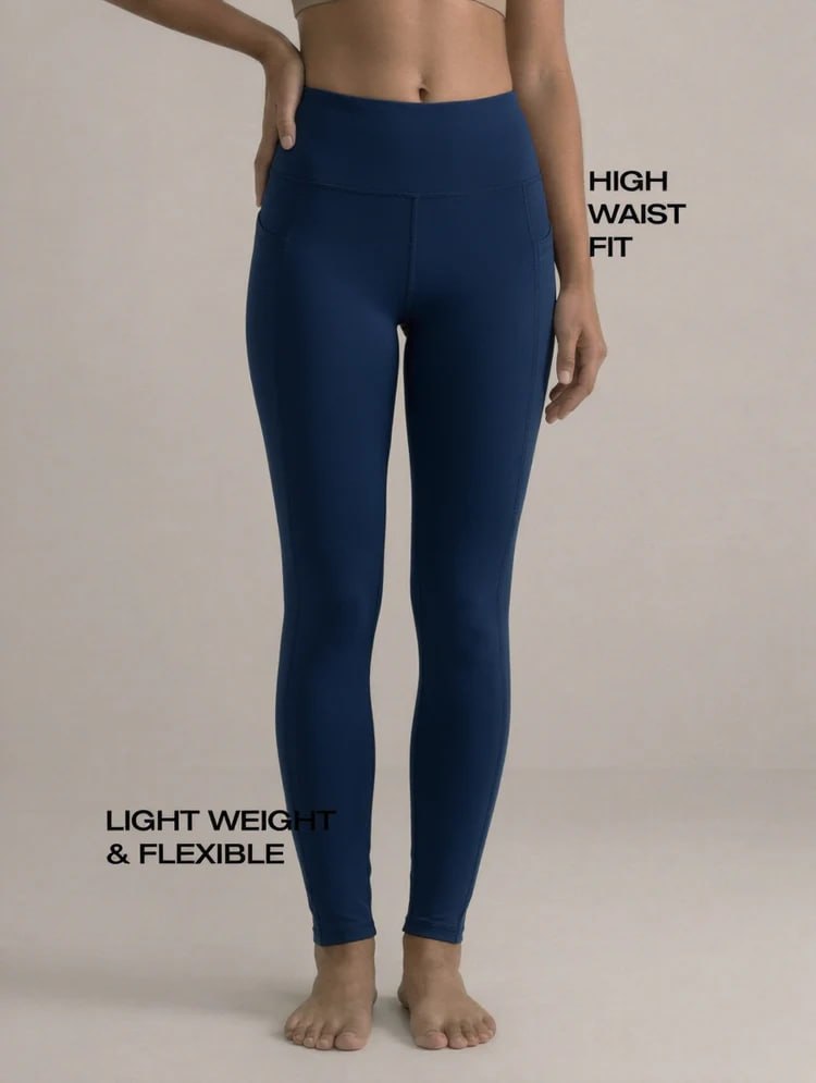 Blosoom High-Waist Activewear Leggings with 4-Way Stretch Fabric, Side Utility Pocket, Moisture-Wicking Comfort, Flatlock Seams & Slim Tapered Fit for Yoga, Gym and Everyday Wear_BL AL B 32
