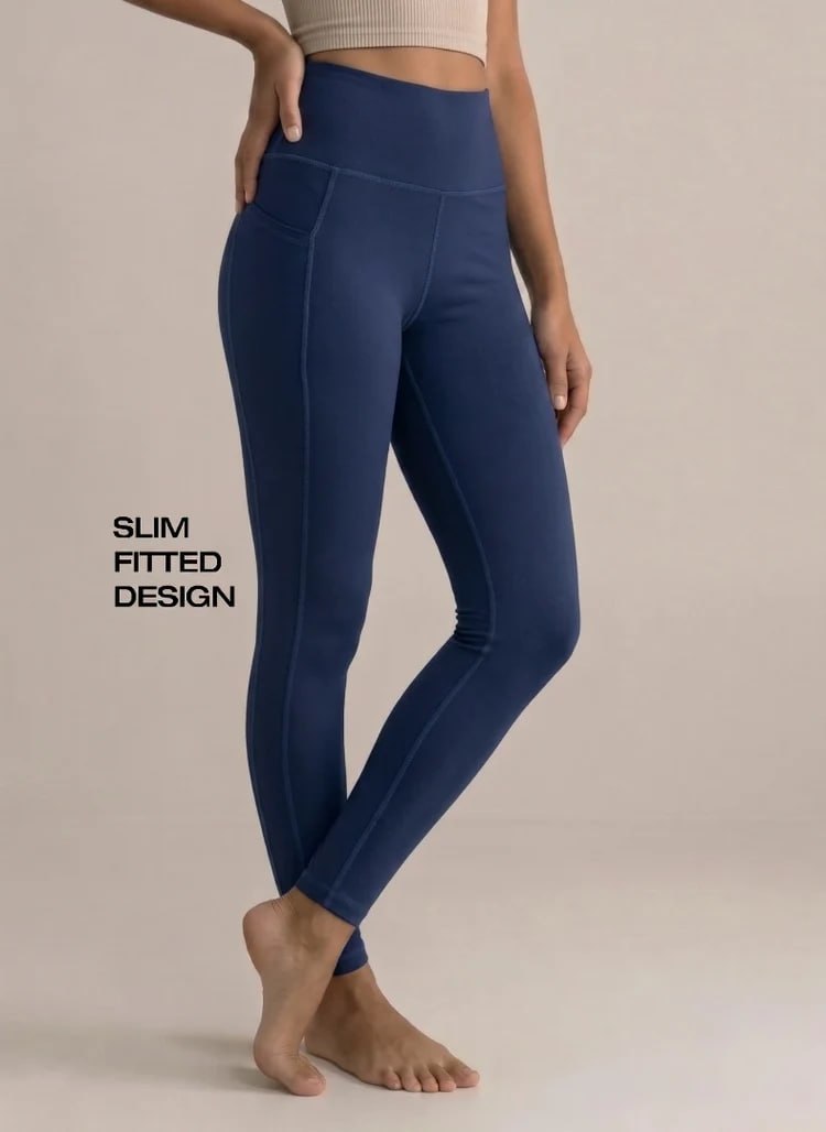 Blosoom High-Waist Activewear Leggings with 4-Way Stretch Fabric, Side Utility Pocket, Moisture-Wicking Comfort, Flatlock Seams & Slim Tapered Fit for Yoga, Gym and Everyday Wear_BL AL B 32