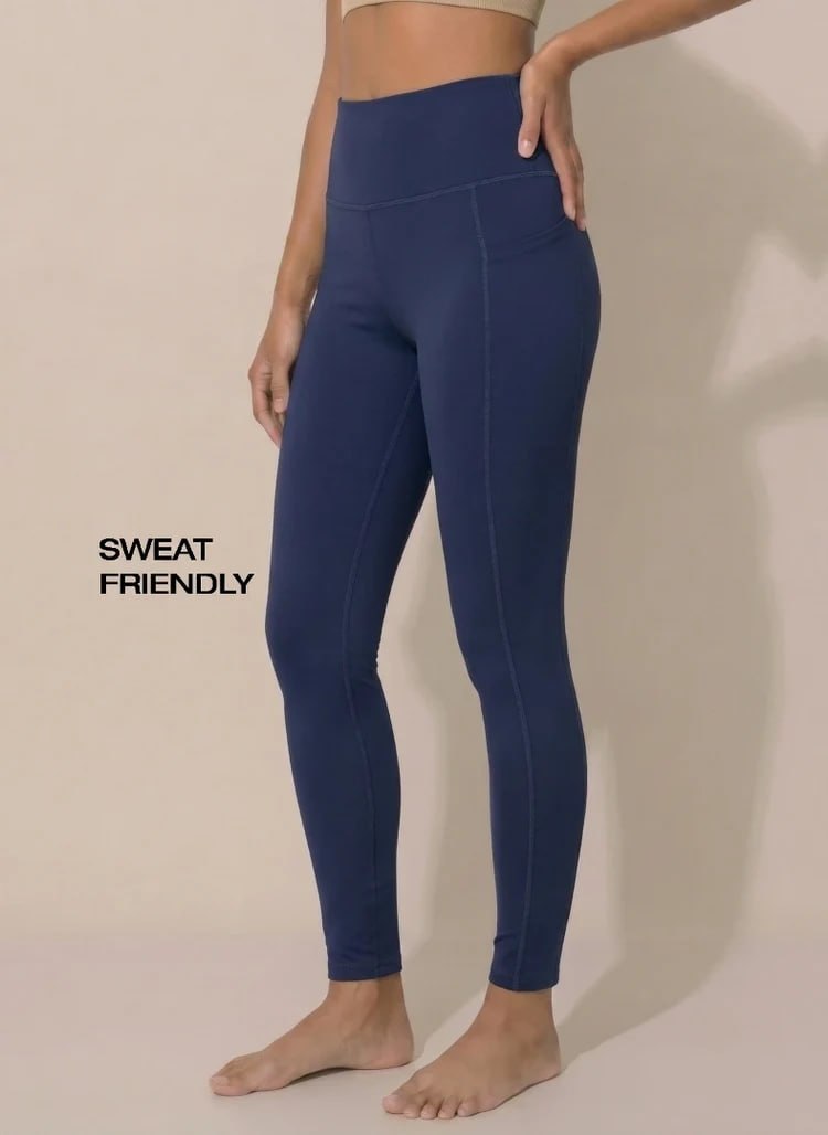 Blosoom High-Waist Activewear Leggings with 4-Way Stretch Fabric, Side Utility Pocket, Moisture-Wicking Comfort, Flatlock Seams & Slim Tapered Fit for Yoga, Gym and Everyday Wear_BL AL B 32