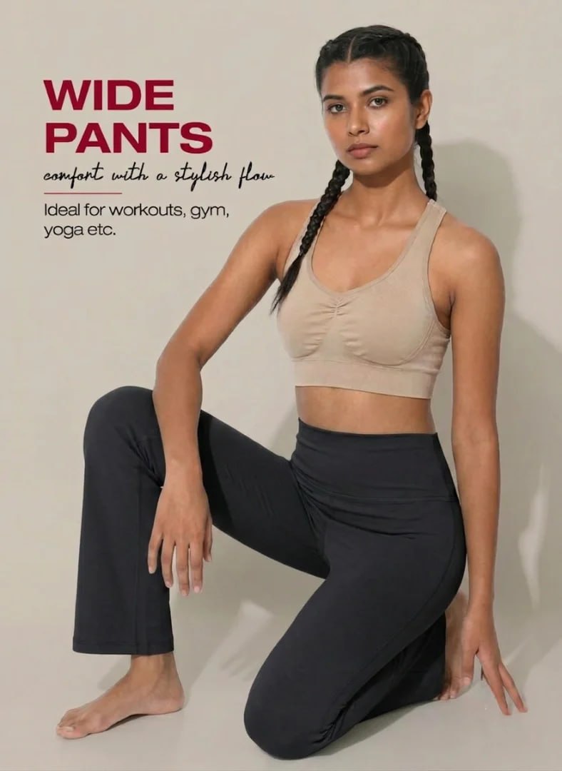 Blossom High-Waist Wide Leg Athleisure Pants with 4-Way Stretch Fabric, Relaxed Fit, Broad Waistband, Breathable Comfort & Elegant Fluid Drape for Everyday Wear_BL AL B 33